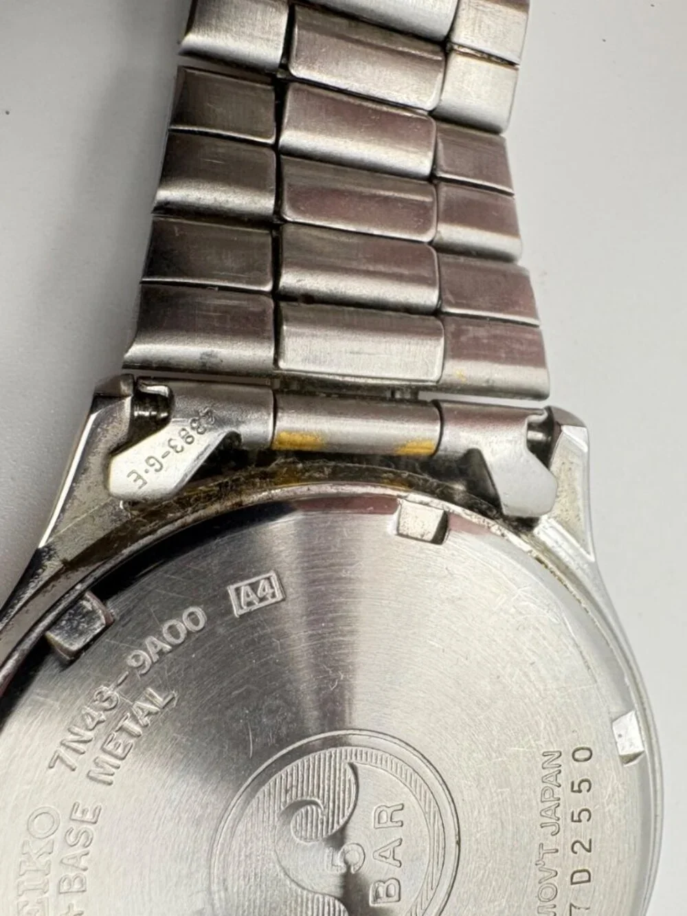 Seiko Sports 50 Two Tone Men Watch Black Dial Day Date Quartz 7N43-9A00